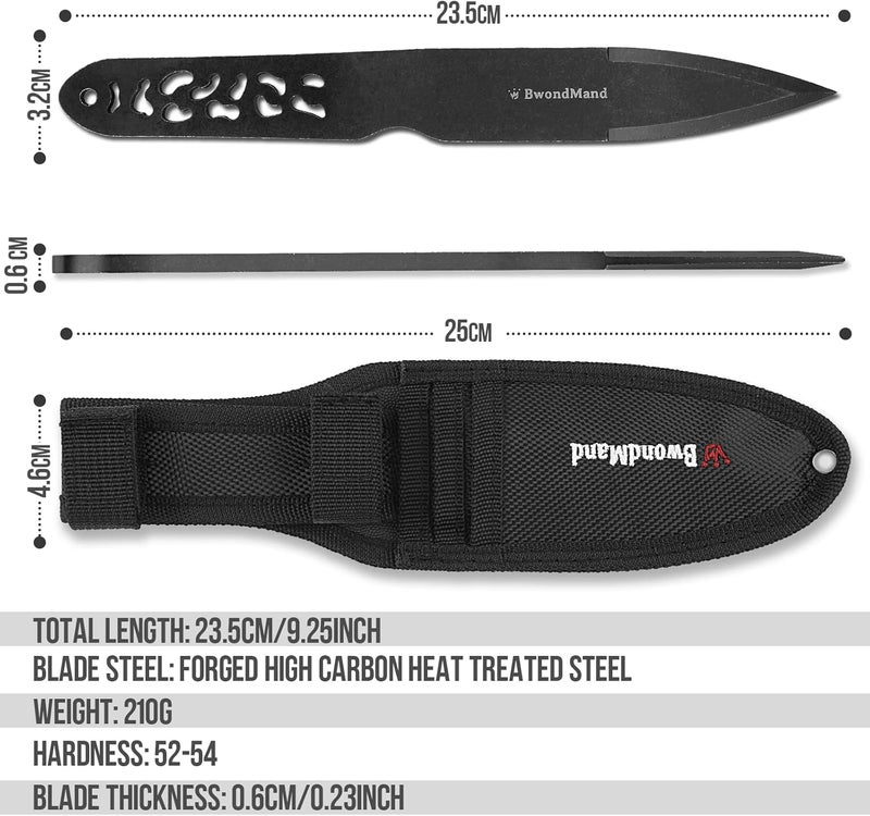 BwondMand Throwing Spikes Set, 9.25 inches Throwing Set 0.236" Thick Stainless Steel Throwing Spikes, 3 Pack Throwing Set with Nylon Sheath for Beginners or an Expert - Image 5